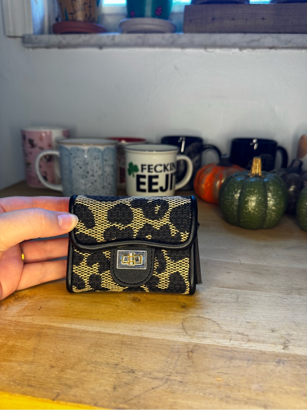 Black and Tan Leopard Mini Wallet — Women Accessories
